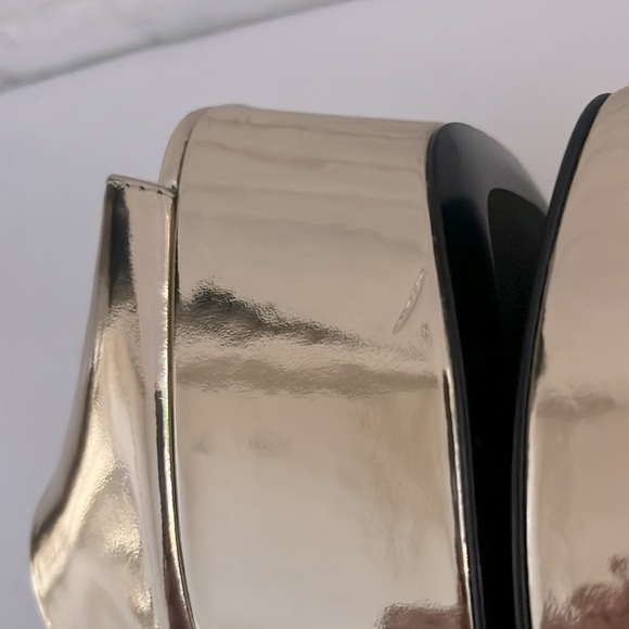 Prada Platform Plateau Ankle Strap Heel Sandals in Metallic Gold 37.5, US 7.5 - Picture 10 of 14